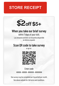 Receipt image displaying the customer code at the bottom center of the receipt below a QR code.